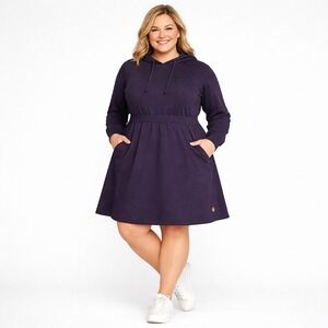 Livi for Lane Bryant Purple Hoodie Dress Size 14 16 Long Sleeve Pockets